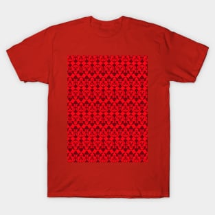 Vintage Art Nouveau Lace Damask Motif Pattern Red T-Shirt